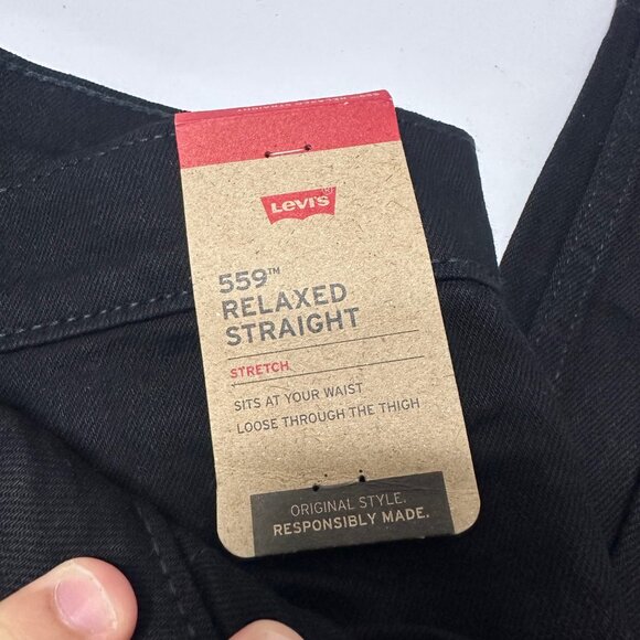 Levi's Men's 559 Relaxed Straight Fit Jeans Soft Black 36W x 30L - Picture 4 of 7